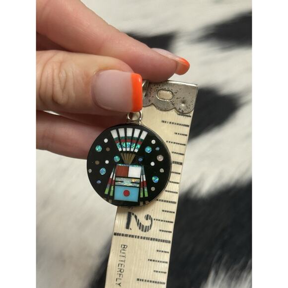 Native American Sterling Silver Inlaid Turquoise Opal Galaxy Kachina Pendant SM - Picture 5 of 9